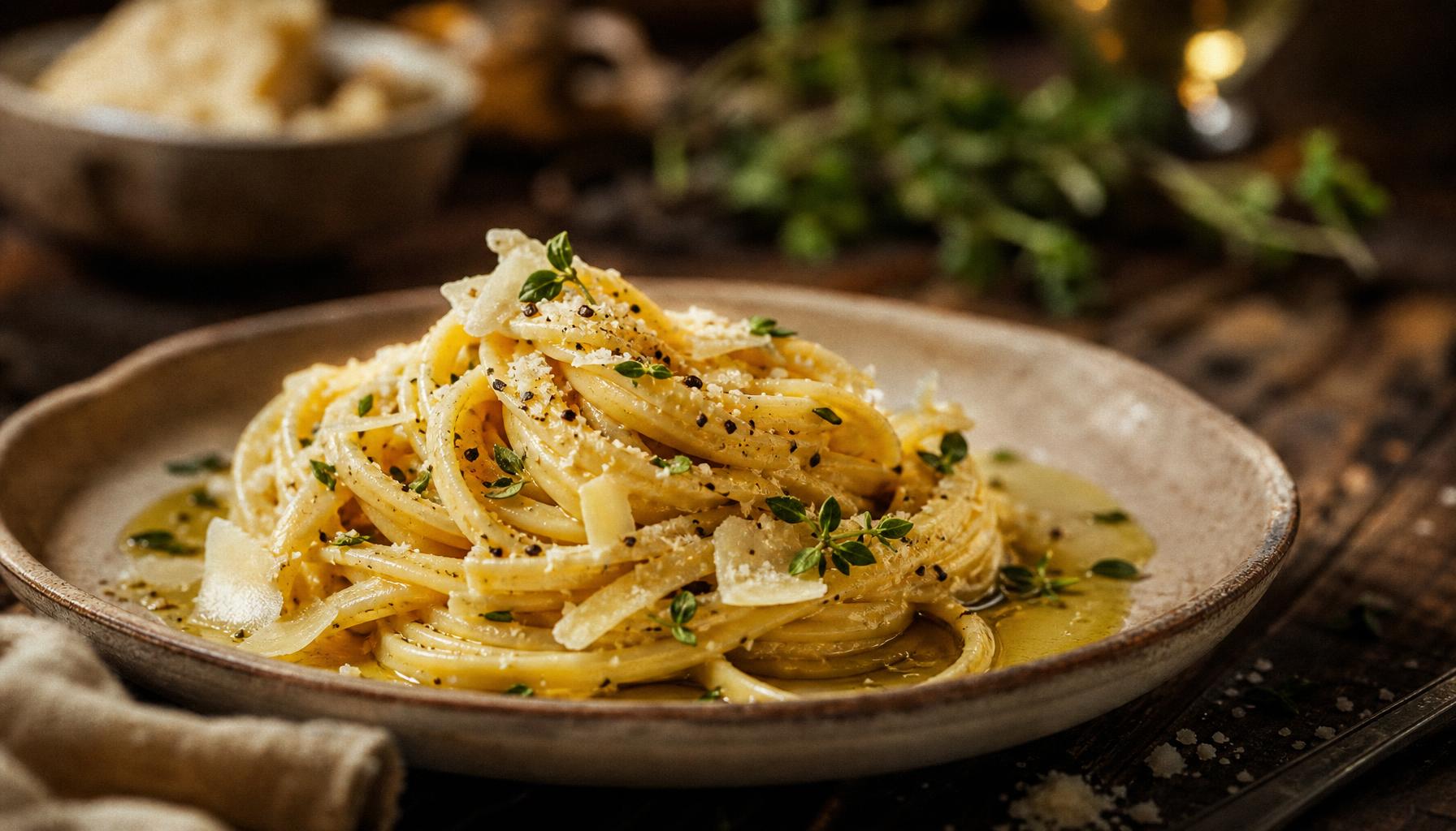 Handmade pasta plated at La Pistola